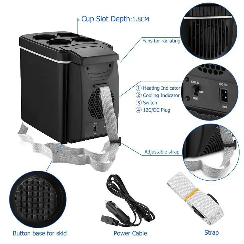 12V 6L Car Freezer Mini Freezer Portable Auto Refrigerator Outdoor Refrigerator Auto Refrigerator Car Heater Cooler