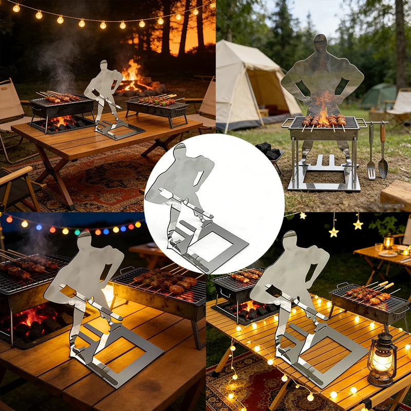 Portable Sausage Grill Basket, Stainless Steel Hot Dog Roaster Rack for Sausages, Marshmallows Vegetables Foldable & Lightweight