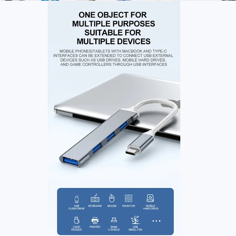 4 Port USB C Hub 3.0 Adapter OTG High Speed Splitter For MacBook Pro Air PC  Computer Accessories