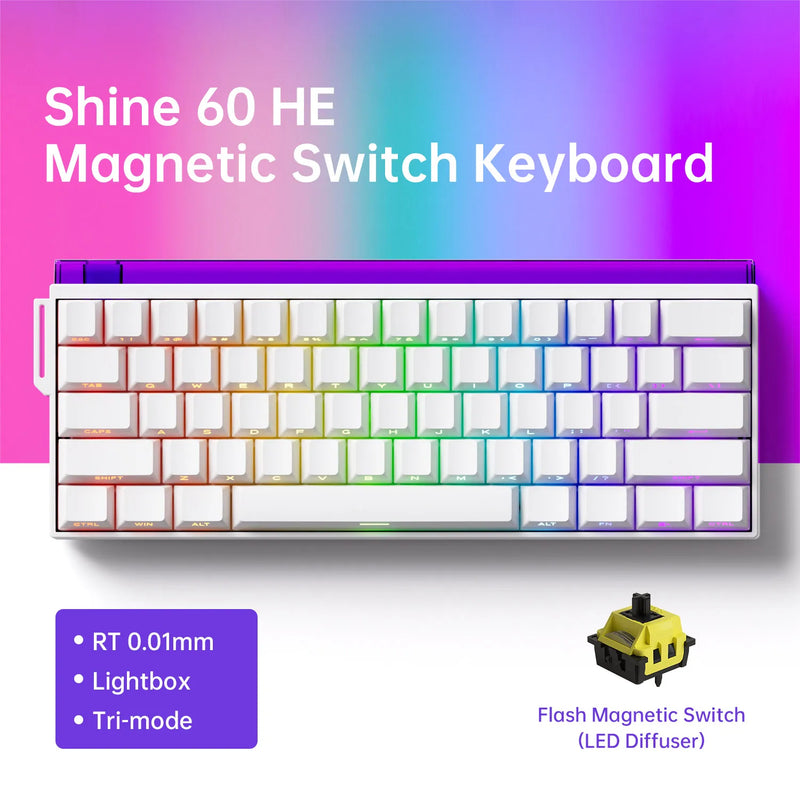 Veekos Shine60 HE Mechanical Keyboard Magnetic Switch 60% Wired/Wireless Gaming Keyboard AGRB Rapid Trigger 8K E-sport Keyboard