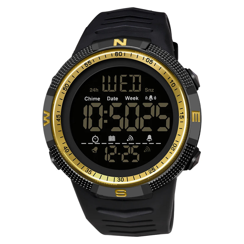 SANDA Fashion Men's LCD Digital Casual Date and Week Alarm Waterproof Sport Silicone Strap Military Electronic Watch