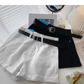 Korean Summer Wide Leg High Waist Denim Shorts With Belt Women Fashion Pocket Hot Pants Streetwear Casual Cowboy Jeans Shorts