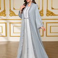 French-Style Luxury Grey-Blue Lace Embroidered Dress Set | SAMAG
