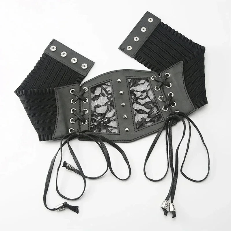 Ladies's Retro Pin Buckle Elastic Lace Corset Belts Cummerbunds Goth Punk Dress Corset Belt For Women On Shirt Dress Girdle Cors