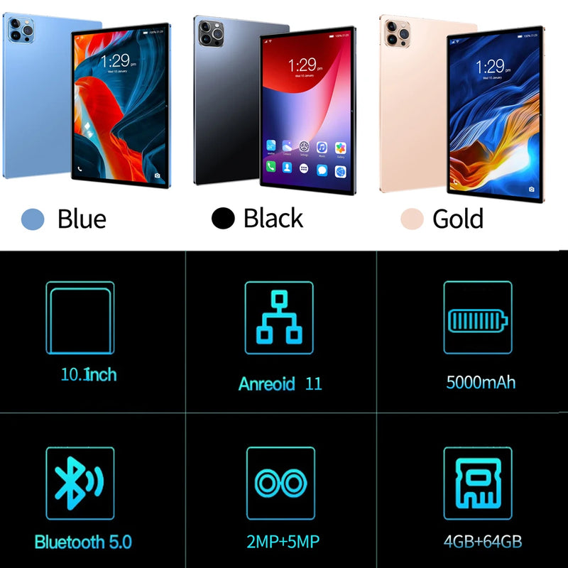 Global new Android 10.1-inch Tablet with Octa cores, 4GB 64GB ROM, Dual cameras, Dual SIM cards, 3G Tablet, Android 11