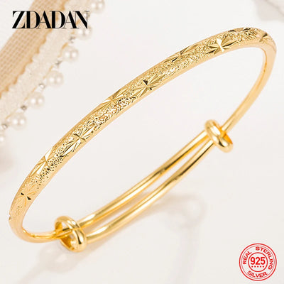 ZDADAN 925 Silver 18K Gold Simple Adjustable Bracelet Bangle For Women Wedding Fashion Jewelry | SAMAG