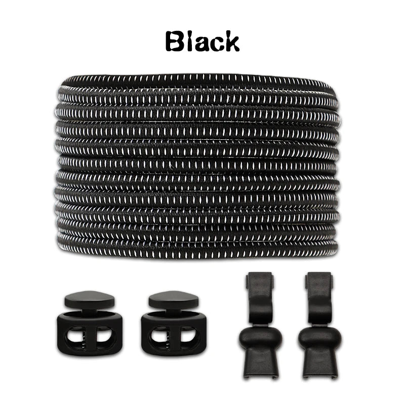 1 Pair Elastic Shoelaces Kit with Push Button Lock Stretch No Tie Shoe Laces for Running Sneakers Sports Shoes Adults Kids