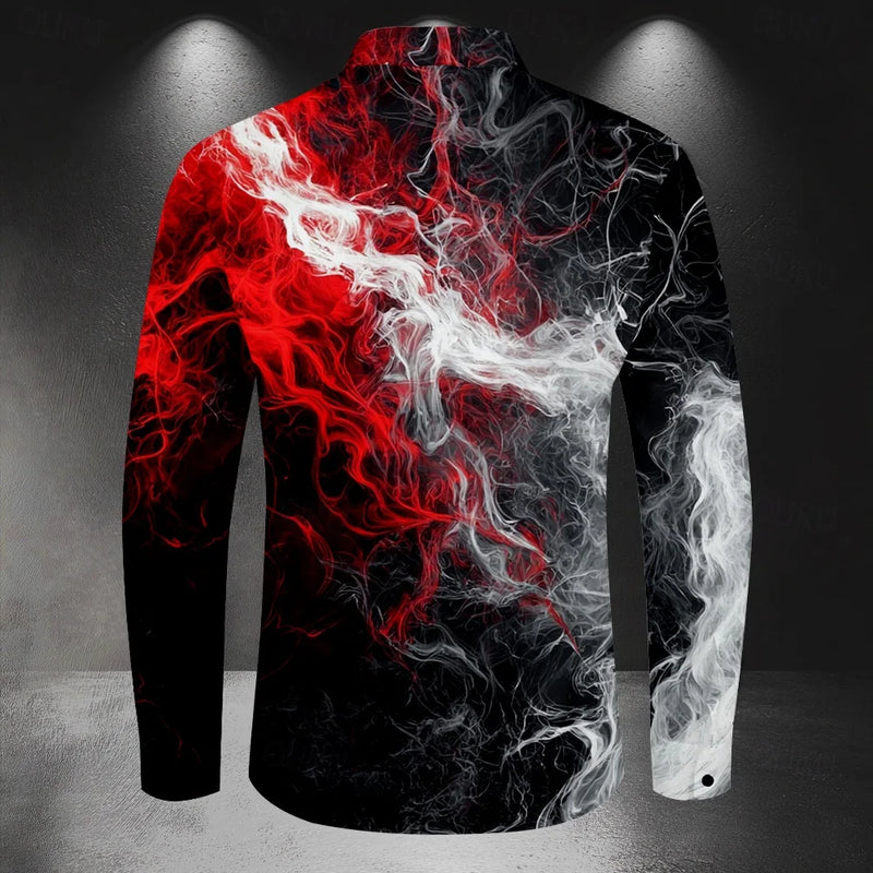 New Men's Long Sleeve Shirt Wave Button Casual Street | SAMAG