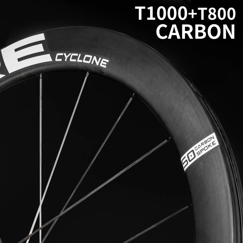 KORE CYCLONE Bicycle Carbon Wheelset 50MM Height Lightweight Carbon Spokes 36T Ratchet HG/XDR/MS Hub Winter Cycling Accessories
