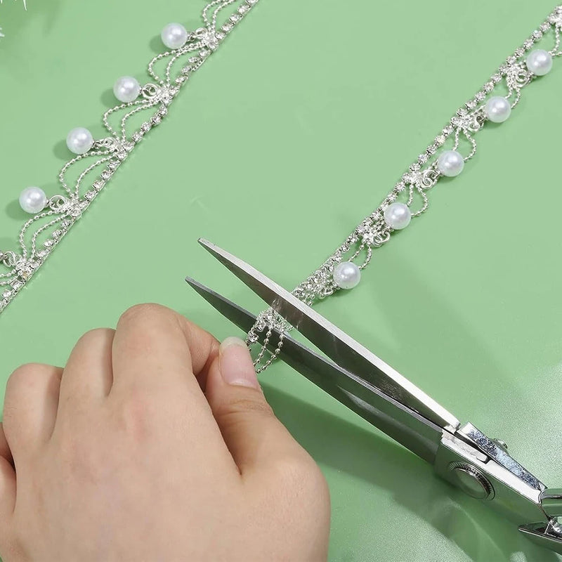 1 Yard Pearl Tassel Rhinestone Fringe Trim Chain Diamond - View 5 | SAMAG