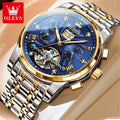 OLEVS 9910 Mens Watch Original Luxury Tourbillon Automatic Mechanical Watche Waterproof Luminous  Day-Date Watch With Box Reloj