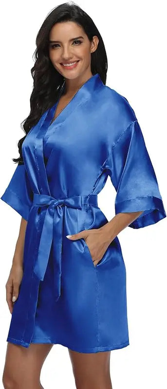 Women's Pure Short Silky Robes Bridesmaid Bride Party | SAMAG