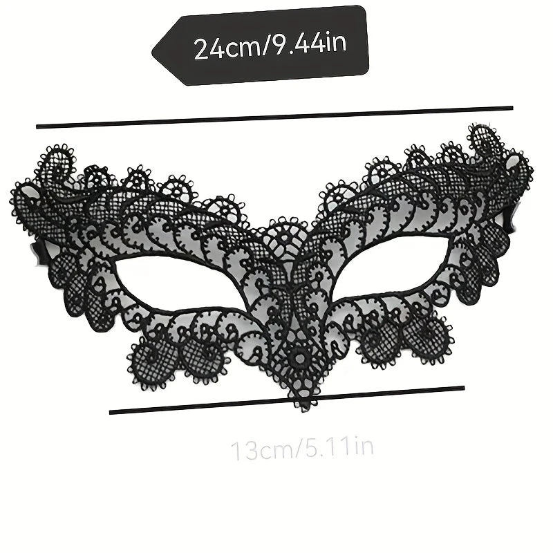 1PCS,Masquerade Black Lace Half-Face Mask for Women HalloweencosParty White Cute Eye Mask Veil