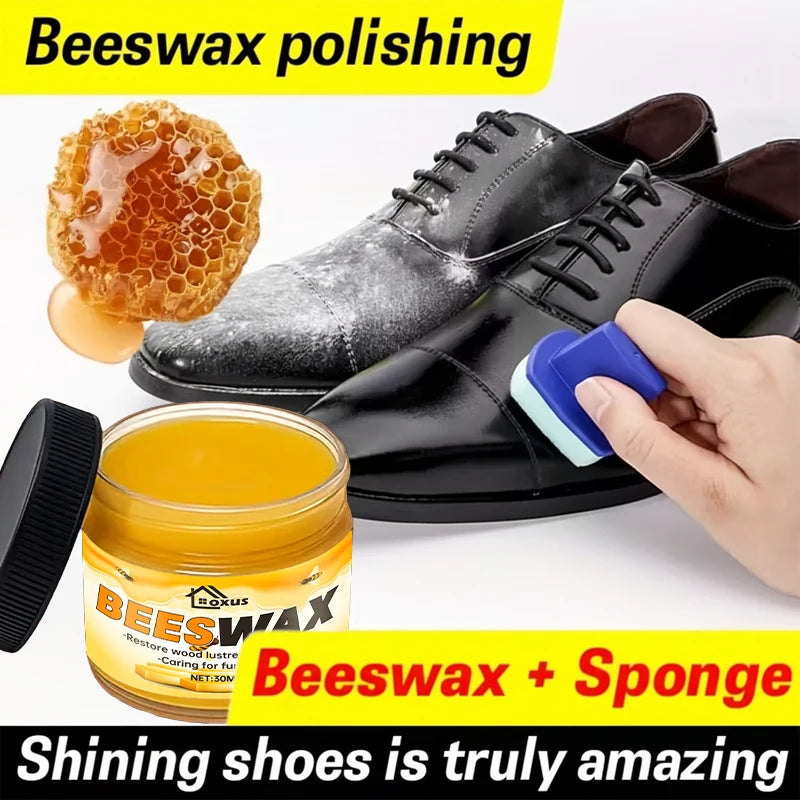 Shoe Care Kit - Suitable for Artificial Leather Surface Polishing and Maintenance, Premium Care Beeswax for Various Colors