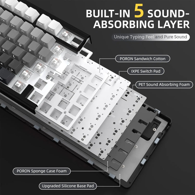 ATTACK SHARK X85 Wireless Mechanical Gaming Keyboard,TKL 82 Keys,Gasket Structure,Knob,RGB Hot Swappable Custom Keyboard