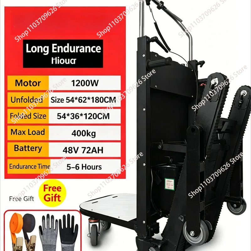 Electric Stair Climbing Car for 400KG Home Improvement Crawler Type up down Stair Climber Vehicle Flat Truck Staircase Tool