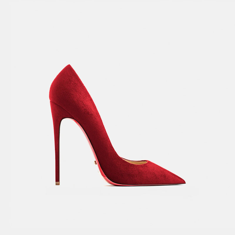 luxury women's shoes Black Suede Elegant Office Shoes Women Brand Pumps Red sole High Heels Pointed Toe Evening Dress Shoes 12cm