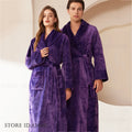 Large Size Flannel Men's Long Robe Kimono Gown Winter Thicken Sleepwear Loungewear Loose Coral Fleece Couple Pajama Home Clothes