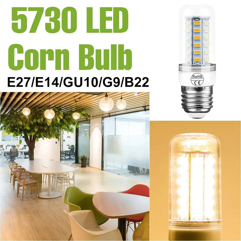 E27 LED Corn Bulb E14 Lamp GU10 Spotlight G9 Ceiling Chandeliers 220V Indoor Home Bedroom Living Room B22 Lights Cool/Warm White