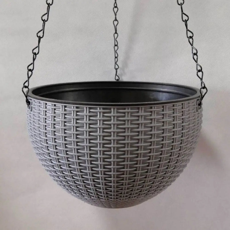 Garden Decoration Plastic Woven Plaited Baskets with Chain Home Decor Houseplant Flowerpot Round Hanging Flower Pots Balcony