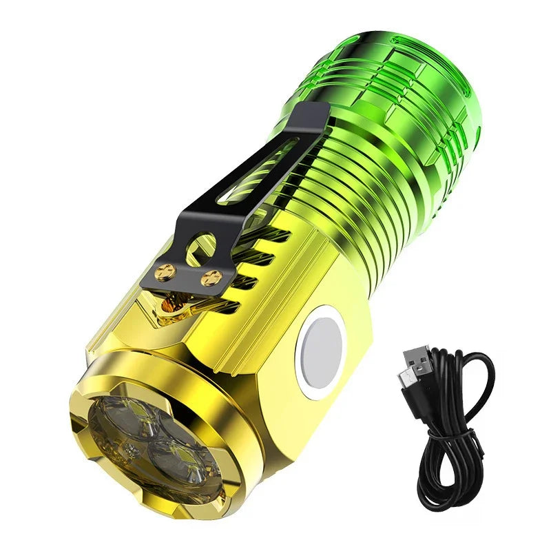 Mini Flashlight 9 LED Strong Light Lantern Long Range Rechargeable Pocket Lamp Outdoor Portable Camping Hiking Light