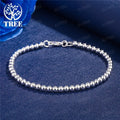 Christmas gifts charm 925 Sterling Bracelet 4MM beads chain 16-23cm for woman Popular brands jewelry fashion Wedding party