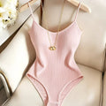 Sleeveless Knit Bodysuit Hot Summer Sexy Bodycon Off Shoulder Halter Tops Casual Street Bodice For Women ClubWear