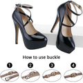 Women Stilettos Pumps Sexy Shallow Round Toe Slingback Super Platform Ankle Strap High Heels Elegant Banquet Party Wedding Shoes