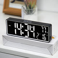 Digital Alarm Clock TEMP Date Week 2 Alarms Night Mode Snooze 12/24H Anti-disturb Voice Control Rechargeable LED Mirror Clock