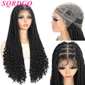 SQRDGQ Synthetic Hair Full Lace Wigs on Clearance Sale Long Braided Wigs Glueless Box Braids Woman Wigs Ombre Black Wig Woman