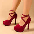 Fashionable Pointed Toe High Heels with Belt Buckle Thick Heel Women's Shoes Spring New Style Large Size Low Heel Single Shoes