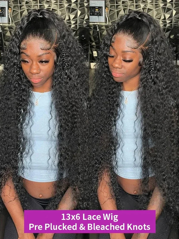 Water Wave 13x4 13x6 Lace Front Wigs Human Hair 250 Density Transparent Curly Wave Lace Front Wig 40 44 Inch Deep Wave For Women