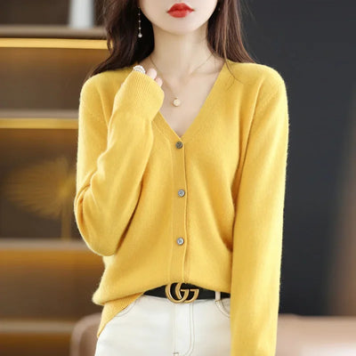 Women's Sweater Spring Autumn Cardigans V - neck Single | SAMAG