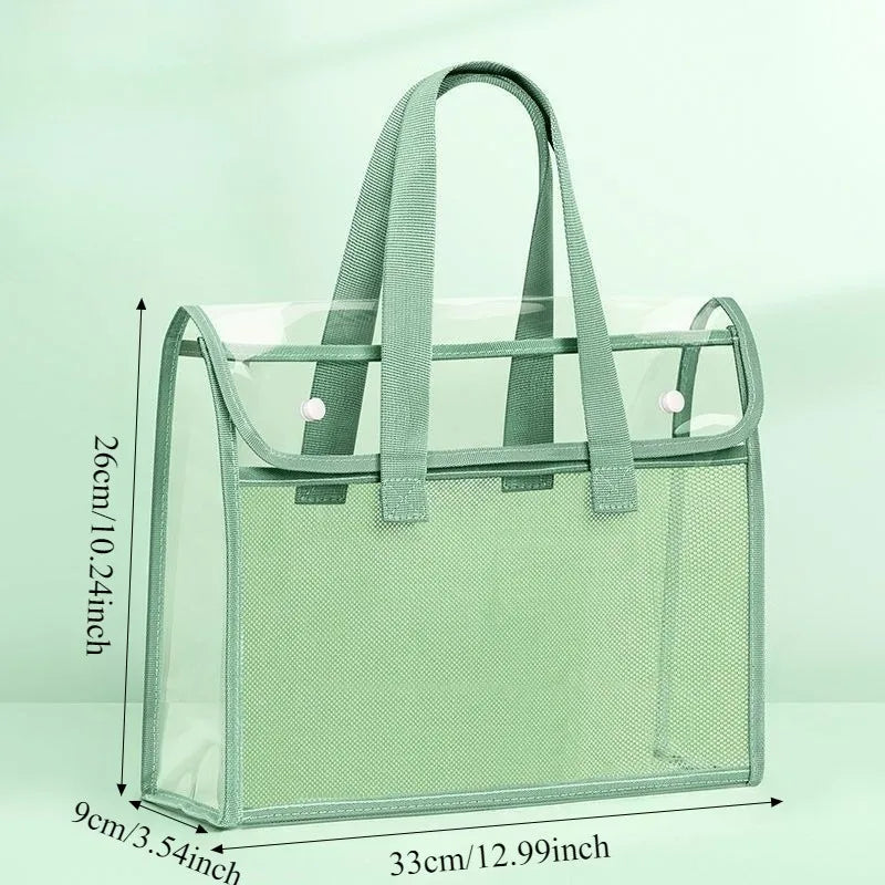 Large-capacity transparent file bags - Multi-pocket design, suitable for tablets, A4 paper and stationery, Back-to-School season