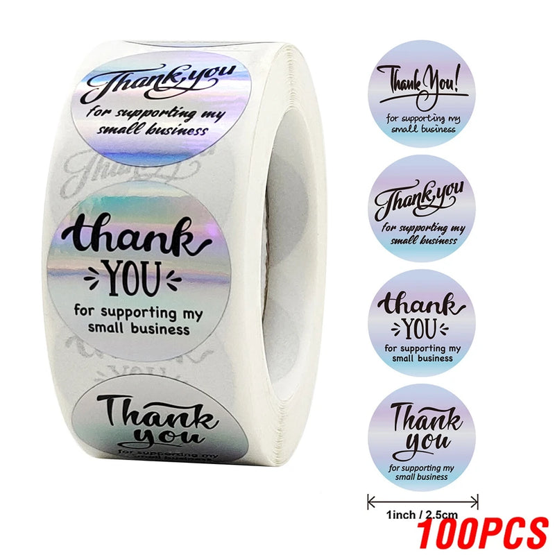100 - Rainbow Laser Thank You Stickers 1inch Small - View 26 | SAMAG