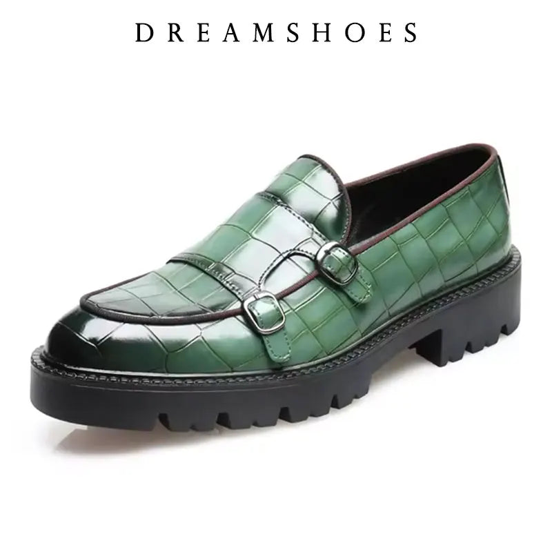 Size 37-48 Leather Monk Shoes Thick-soled British Style Black Formal Business Shoes Fashion Luxury Slip-On Casual Shoes