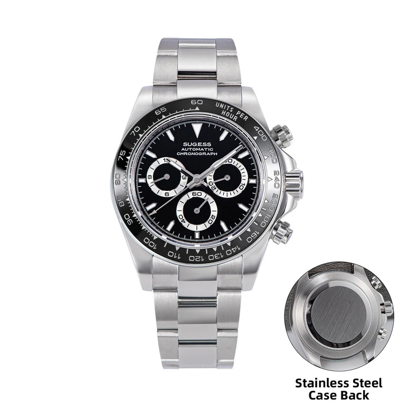 Sugess Panda Diver Chronograph Mens Watch Automatic Peacock SL-4801 Movement Luxury Waterproof Mechanical Wristwatches 2024 New