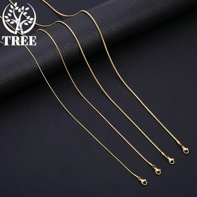 18K Gold Snake Chains Necklace 925 Sterling Silver Men's 1mm 2mm 3mm Jewelry For Women Long Accessories Gifts | SAMAG