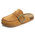 Comwarm Genuine Suede Clogs for Women Cork Footbed Leather Mules Slip On with Comfort Memory Foam and Adjustable Buckle