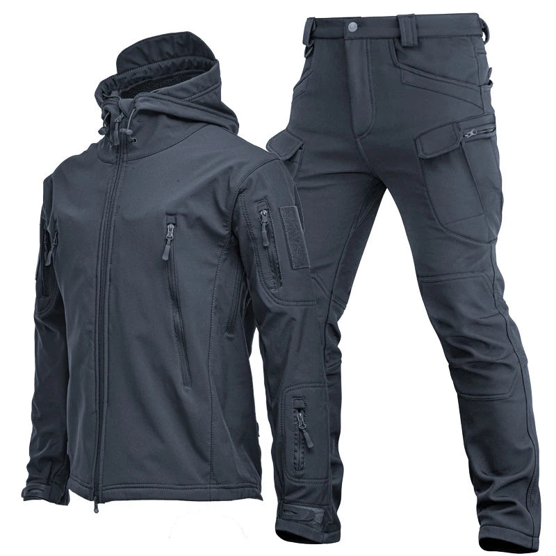 Winter Men Mountain Ski Warm Sets Shark Skin Soft ShellWindbreaker Sports Suit Waterproof Padded Tracksuit - View 5 | SAMAG