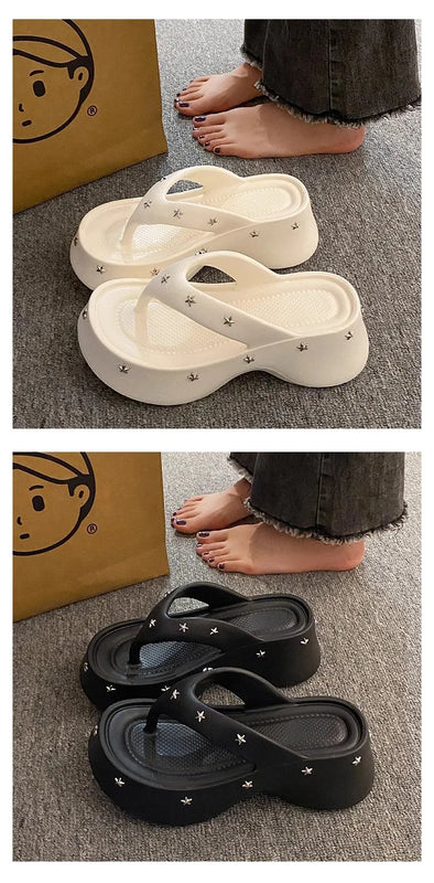 Women's Flip-flops Summer Thick-soled Sandals Lightweight EVA Slippers Outdoor Platform Sandals for Women Casual Beach Shoes