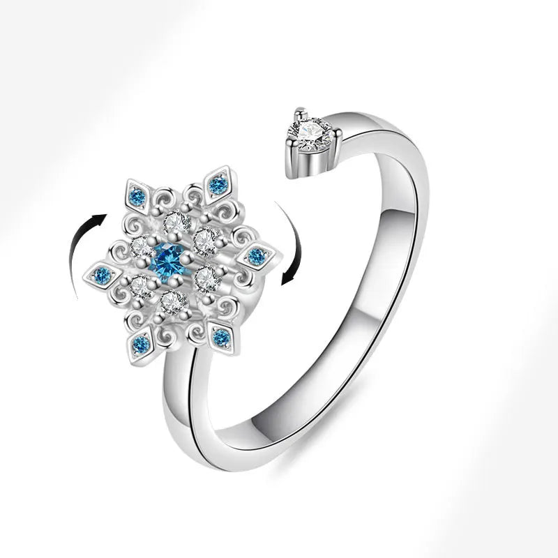 VENTFILLE 925 Sterling Silver Sunflower Diamond Zircon Rotatable Ring For Women Gift Relieve Stress Ring Jewelry Wholesale