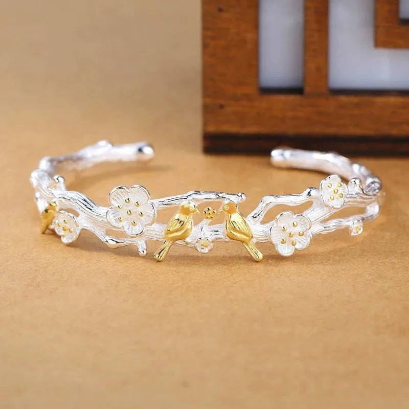 VENTFILLE 925 Sterling Silver Thai Silver Bracelet for Women Vintage Geometric Heart Love Lucky Punk Jewelry 2023 New Dropship