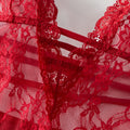 Women Red Satin Babydoll Nightgown Halter Tie Neck Deep V Lace Bust Back Hollow Mini Slip Dress Sexy Lingerie Sleepwear