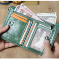 CONTACT'S Fashion Genuine Leather Women Wallet Bifold Card Holder Coin Purse Small Women's Purse Money Clip Men Pocket Wallets
