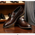 YETTIES Men's Pointed Toe Genuine Leather Loafers | Business Formal Slip-On Dress Shoes | Versatile Comfort Casual Work Footwear