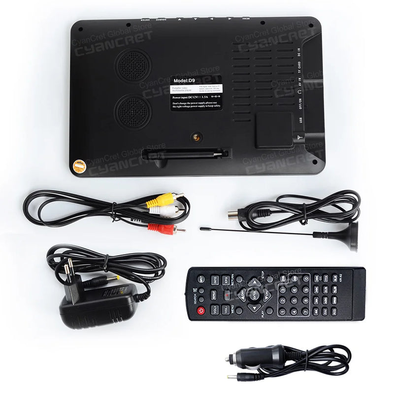 LEADSTAR D9 9 inch Portable TV DVB-T2 ATSC ISDB-T tdt DTT Digital and Analog mini small Car Television Support TF MP4 H.265 AC3