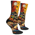 Fairy tale patchwork illustrations Funny Men's Socks Halloween Novelty Happy Socks Gift Retro Style Soft Warm Non-slip Socks