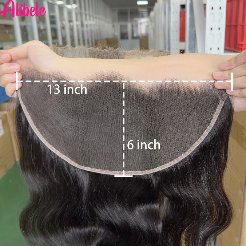 Alibele 13x6 HD Lace Frontal With Bundles Brazilian Body Wave Bundles With 13x6 Lace Front Long Hair Weave Bundles With Frontal