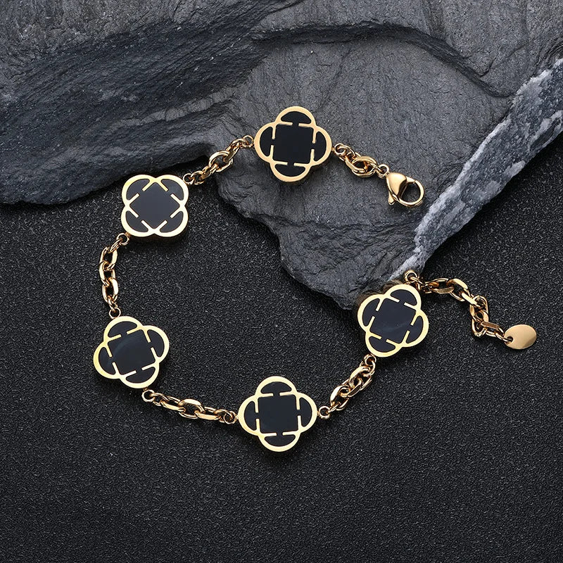 Trendy Men Petal Charms Chain Bracelet,Stainless Steel Natural Shell Chain Wristband, Birthday Anniversary Father Gift